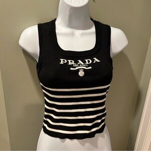 Prada Black and White Striped Tank Top